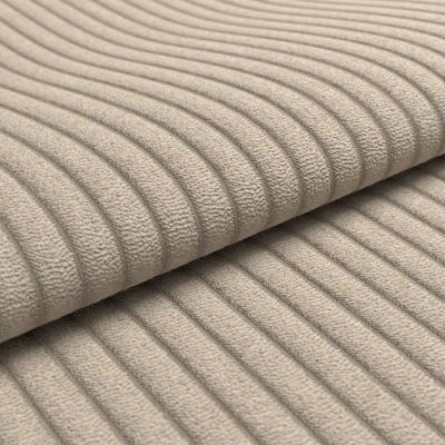 Nahaufnahme des Flatterkissens in Taupe mit deutlich sichtbarer, gleichmäßiger Rippenstruktur des Stoffbezugs