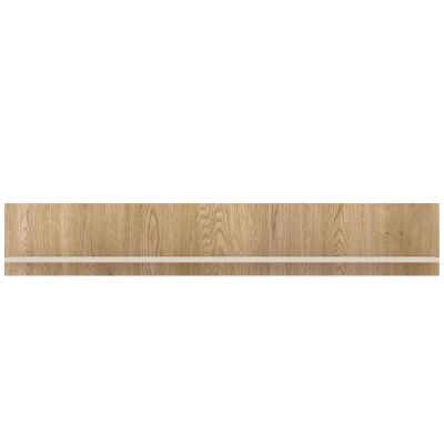 Modernes Wandboard mit Rückwand in Eiche-Optik und Ablageboden in Kaschmir für Dekorationen und Wohnaccessoires