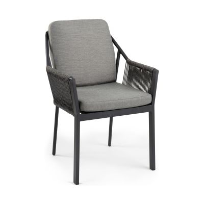 Dining Chair mit Gestell in Charcoal-Farbe und Sitz-/Rückenbezug in Charcoal, Frontansicht