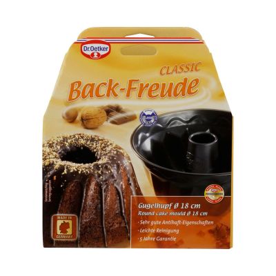 Verpackung der Dr Oetker Gugelhupfform 18 cm mit abgebildetem Gugelhupf Kuchen