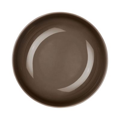 Buddha Bowl der Serie Coppa, Farbe Braun in einer gedeckten Tischszene mit weiterem Geschirr.
