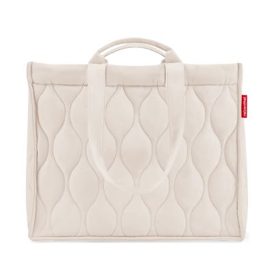 Shopper von Reisenthel, Modell Softshopper, in hellem Steinbeige mit Steppstruktur, frontal mit zusammengelegten kurzen Tragegriffen
