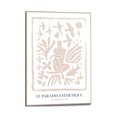 Frontansicht des Wandbilds „Papiers Decoupes“ in Beige, Größe 50 × 70 cm; das vollständige Motiv ist zu sehen.