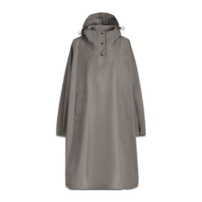 Langer grauer Reisenthel Regenponcho mit Kapuze und Druckknopfleiste