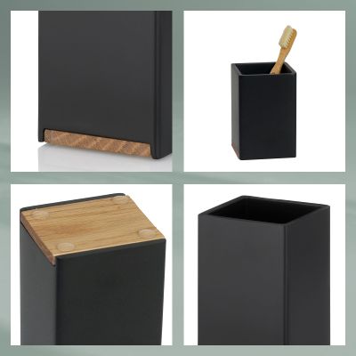 Becher Kela Cube Polyresin schwarz 7,0x7,0x11,0cm