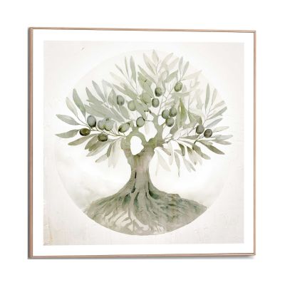 Frontansicht des Wandbilds „Tree of Life“ in Grün, Größe 50 × 50 cm; das vollständige Motiv ist zu sehen.