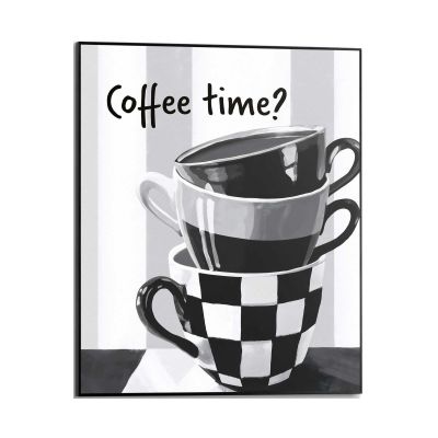 Frontansicht des Wandbilds „Coffee Time“ in Schwarz-Weiß, Größe 40 × 50 cm; das vollständige Motiv ist zu sehen.