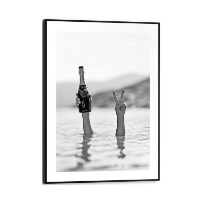 Frontansicht des Wandbilds „Sea Cheers“ in Schwarz-Weiß, Größe 30 × 40 cm; das vollständige Motiv ist zu sehen.