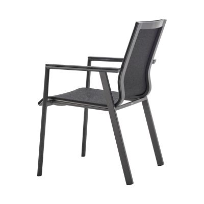 Stapelsessel Alu anthracite mit Alu Armlehnen Onlay black / softex coal