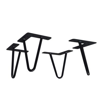 Set aus schwarzen Metall-Hairpin-Beinen, stabile Möbelfüße zur Montage unter Schränken oder Nachttischen