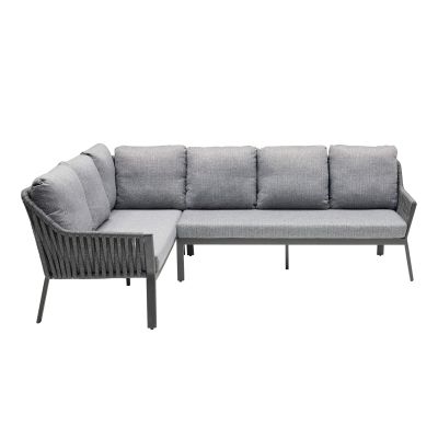 Ecklounge mit Sitz und Rückenpolstern in seitlicher Ansicht