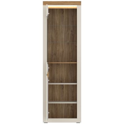 Vitrine mit beleuchtetem Präsentationsbereich, Glaseinlegeböden und geschlossenem Stauraum im unteren Bereich