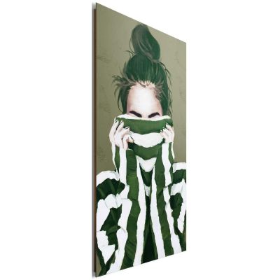 Seitliche Schrägansicht des Wandbilds „Vintage Hiding“, 60 × 90 cm; Profil, Kante und Tiefe des Bildes sind erkennbar.