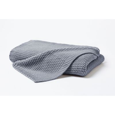 Strickdecke mittelgrau 100% Polyacryl 130 x 170