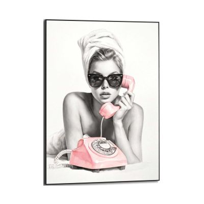 Frontansicht des Wandbilds „Fashion Calling“ in Rosa, Größe 50 × 70 cm; das vollständige Motiv ist zu sehen.