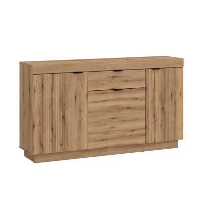 Delamar Sideboard in Eiche Artisan mit zwei Türen, einer Schublade, Lamellenfronten und großzügigem Stauraum im modernen Wohnstil