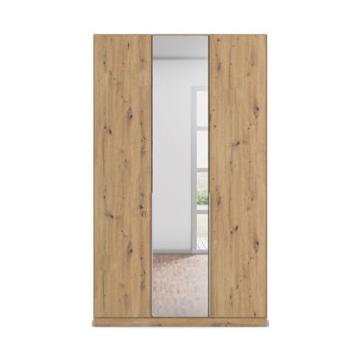 Frontansicht eines Kleiderschranks in Eiche Artisan mit integrierter Spiegeltür und klaren Linien im minimalistischen Stil