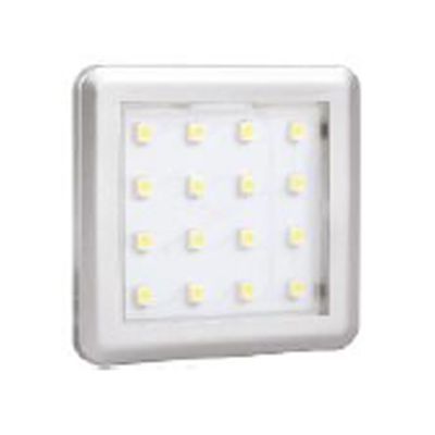 Kompakte LED-Unterbauleuchte mit weißem Gehäuse und 16 integrierten LEDs für die Beleuchtung von Möbeln und Regalen.