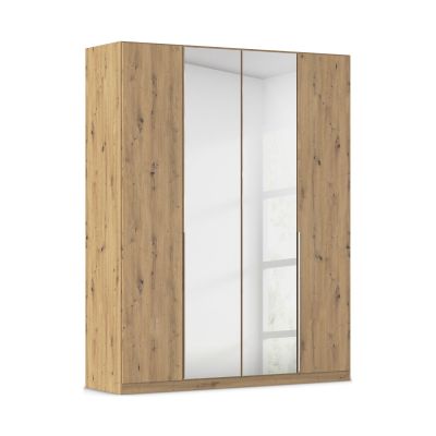 Drehtürenschrank 4-türig 2 Spiegeltüren Dekor-Druck Eiche Artisan