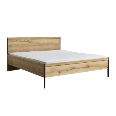 Interliving 1034 Bettgestell in Holzoptik mit schwarzem Metallrahmen und Kopfteil