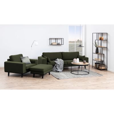 Runder Couchtisch mit Wildeiche-Tischplatte und schwarzem Gestell, dekorativ im Wohnzimmer platziert