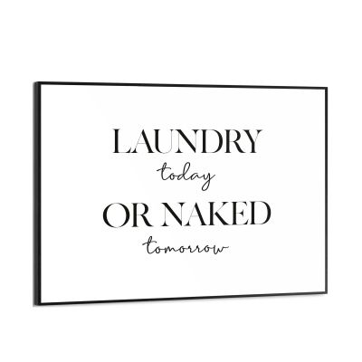 Frontansicht des Wandbilds „Naked Laundry“ in Schwarz-Weiß, Größe 30 × 40 cm; das vollständige Motiv ist zu sehen.