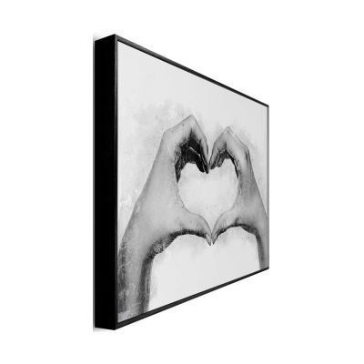 Seitliche Schrägansicht des Wandbilds „Love Sign“, 20 × 30 cm; Profil, Kante und Tiefe des Bildes sind erkennbar.