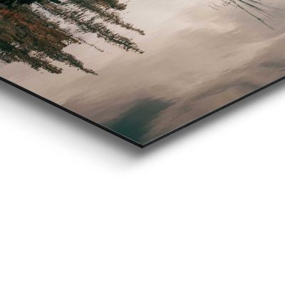 Detailaufnahme einer Ecke des Wandbilds „Spirit Island“, 60 × 90 cm; Oberfläche, Kante und Materialstärke sind sichtbar.