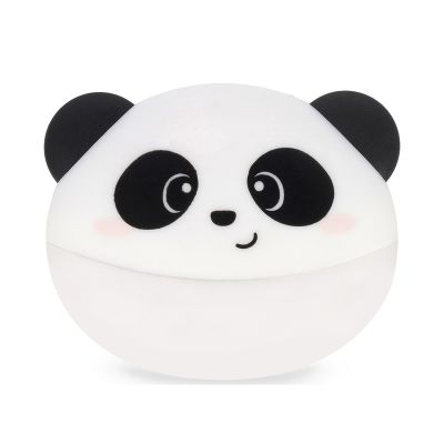 Runder 2-in-1-Radierer im Panda-Design, als geschlossene runde Pandafigur frontal dargestellt.