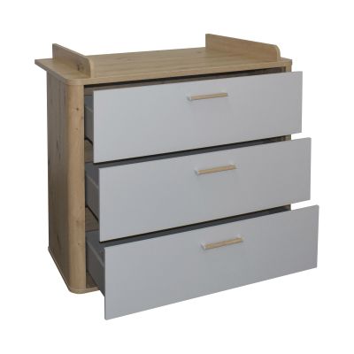 Wickelkommode asteiche / kreidegrau matt lack NB 110x98x71 cm