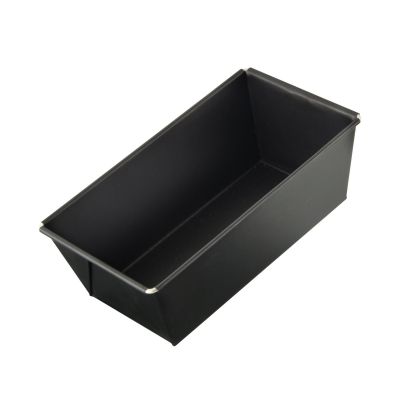Detailansicht einer rechteckigen Mini Kastenform 20 cm mit glatter Antihaft Oberfläche in Schwarz