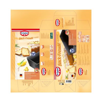 Stanzlayout der Verpackung mit Druckdesign der Kastenform 25 cm