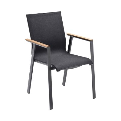 Stapelsessel Alu anthracite mit Teak Armlehnen Onlay / softex coal