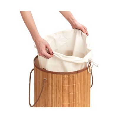 Weitere Produktansicht: Zeller Wäschesammler; Farbe natur; Material Bambus; Maße ca. D 35 × 60 cm.