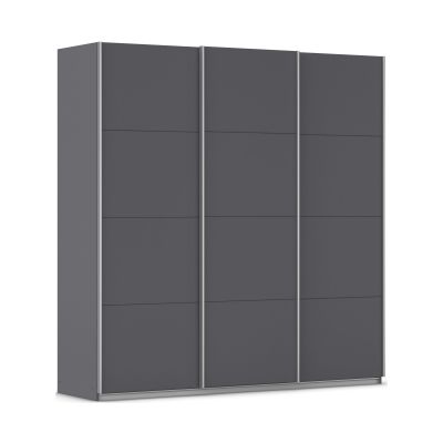 Schwebetürenschrank 3-türig 2 Schubkästen grau metallic
