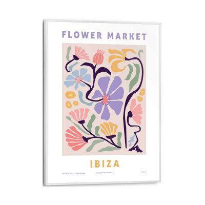 Frontansicht des Wandbilds „Ibiza Flower Market“ in Mehrfarbig, Größe 30 × 40 cm; das vollständige Motiv ist zu sehen.