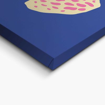 Detailaufnahme einer Ecke des Wandbilds „Blue Pink Cat“, 20 × 30 cm; Oberfläche, Kante und Materialstärke sind sichtbar.
