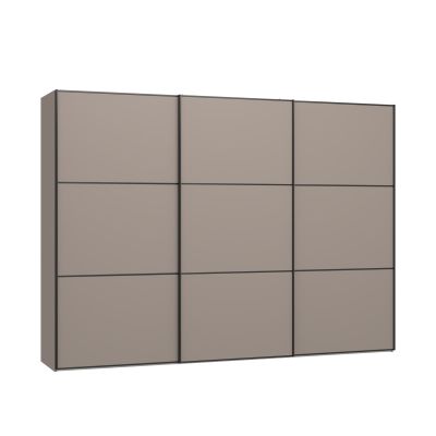 Schwebetürenschrank mit drei geschlossenen Schiebetüren und horizontaler Gliederung