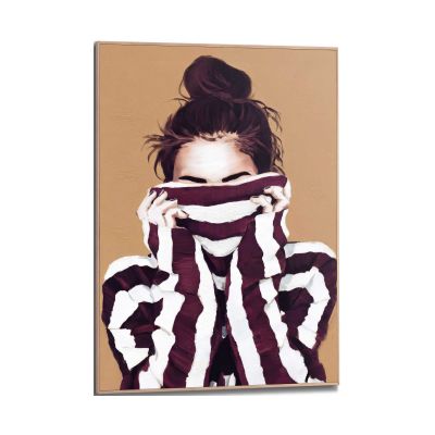 Frontansicht des Wandbilds „Hiding“ in Beige, Größe 50 × 70 cm; das vollständige Motiv ist zu sehen.