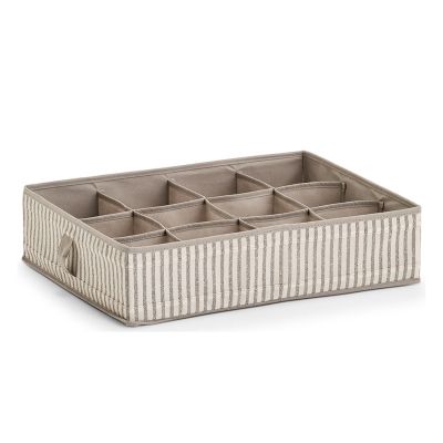 Zeller Aufbewahrungsbox "Stripes"; Farbe beige; Material Vlies; Ausführung: 12 Fächer; Maße ca. 44 × 34 × 11 cm.