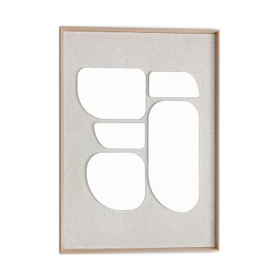 Frontansicht des Wandbilds „Organic Blocks Linen Wood“ in Beige, Größe 50 × 70 cm; das vollständige Motiv ist zu sehen.