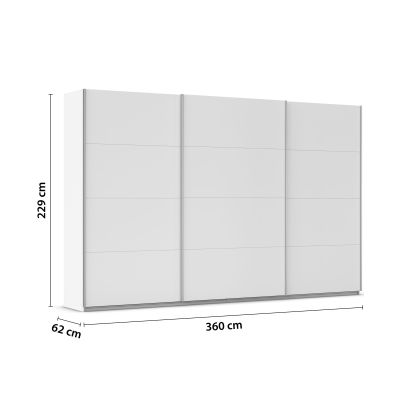 Kleiderschrank mit eingezeichneten Maßen von 360 cm Breite, 229 cm Höhe und 62 cm Tiefe