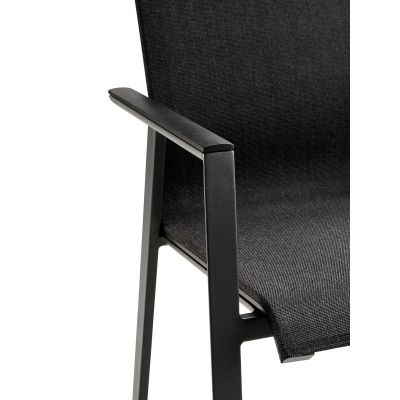 Stapelsessel Alu anthracite mit Alu Armlehnen Onlay black / softex coal