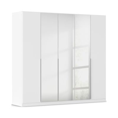 Drehtürenschrank 4-türig 2 Spiegeltüren Spiegel/Glas teilaufgelegt alpinweiß
