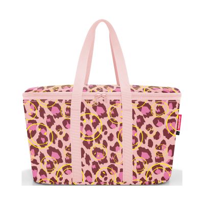 Kühltasche mit rosafarbenem Leopardenmuster und gelben Smileys von Reisenthel