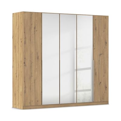 Drehtürenschrank 5-türig 3 Spiegeltüren Dekor-Druck Eiche Artisan