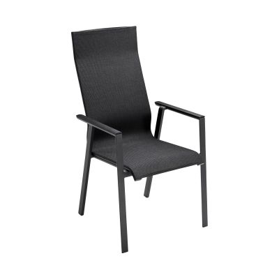 Stapelsessel Alu anthracite mit Alu Armlehnen Onlay black / softex coal