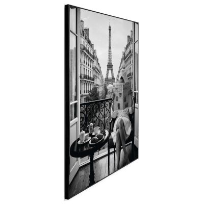 Seitliche Schrägansicht des Wandbilds „Paris Weekend“, 50 × 70 cm; Profil, Kante und Tiefe des Bildes sind erkennbar.