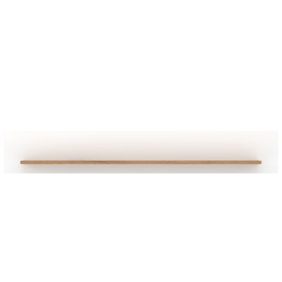 Schlichtes Wandregal mit weißer Rückwand und langer Ablage in Holzoptik für Dekoration und Wohnaccessoires