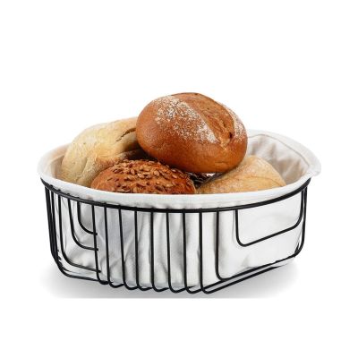 Alternative Ansicht: Zeller Brotkorb m. Beutel; Farbe schwarz; Material Metall/Baumwolle; Maße ca. D 24 × 8 cm.